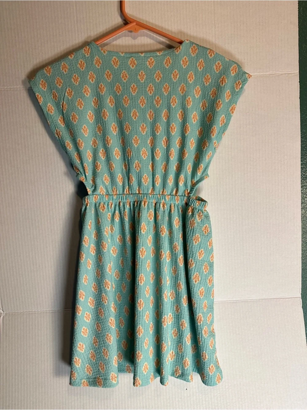 Girls' Teal Printed Button-Front Dress